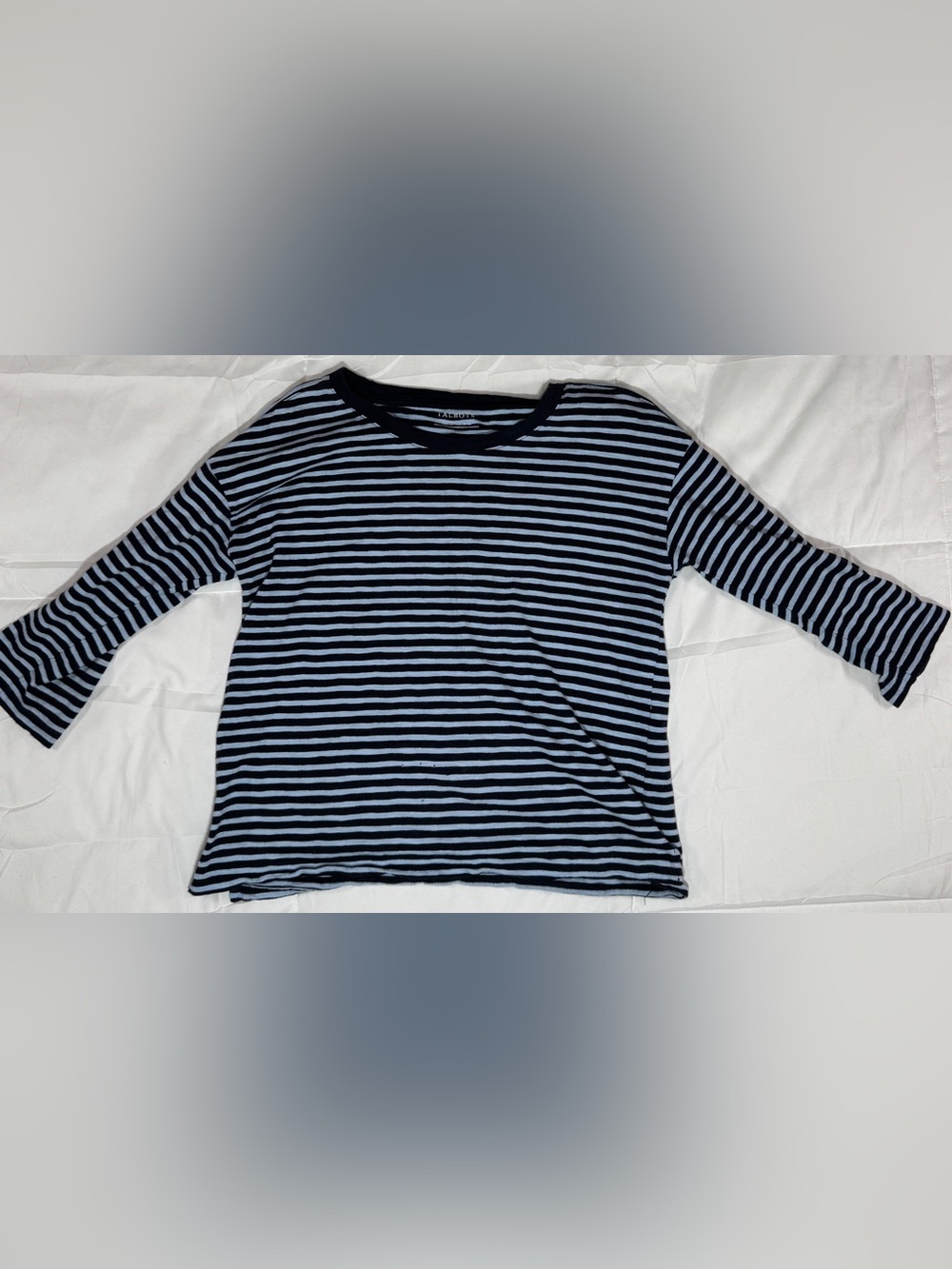 Striped Navy and Light Blue 3/4 Sleeve Top